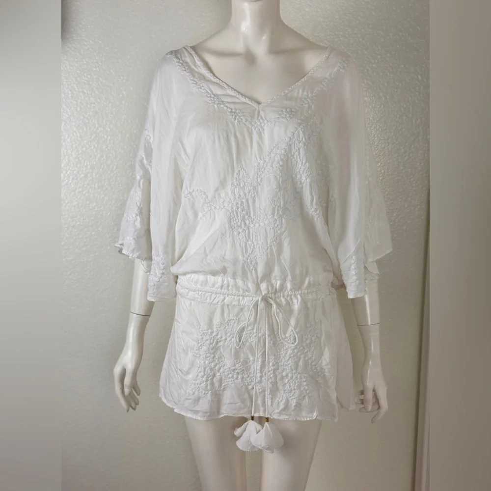 Vix Embroidered Cover-up with Drawstring Waist Size M. E14 - Picture 5 of 15